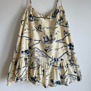 Urban Outfitters Women's Cream and Navy Dress
